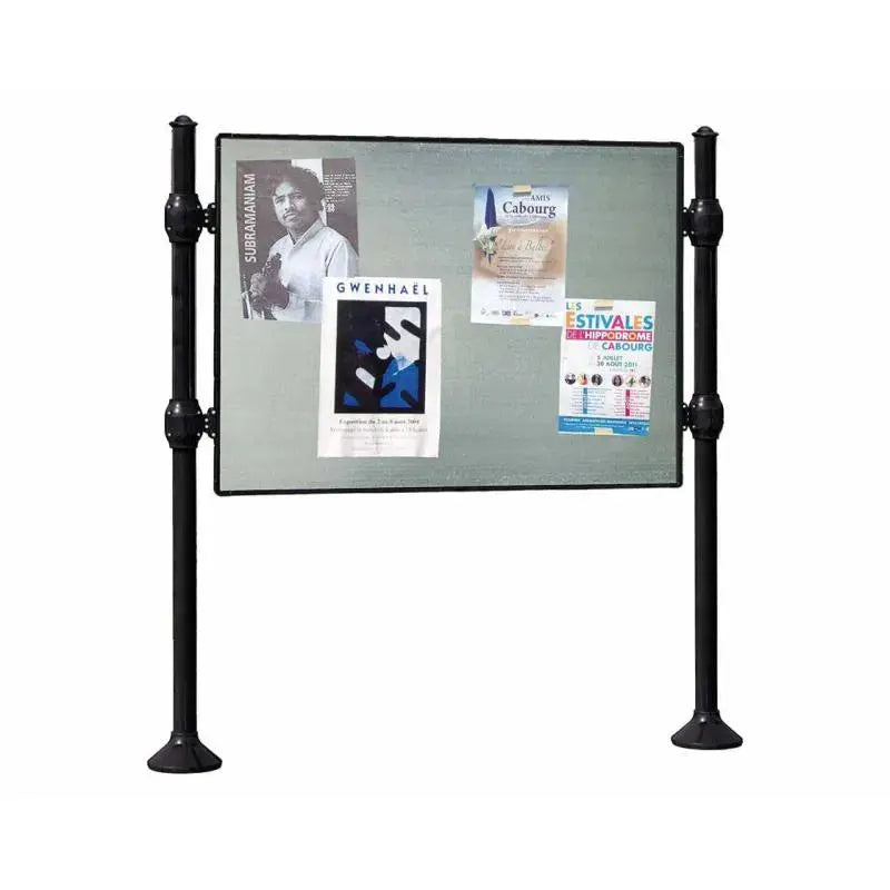 Panneau d'affichage horizontal en extérieur à fixer sans bandeau titre, avec pommeau agora noir