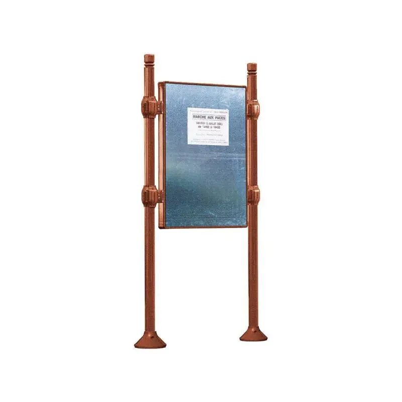 Panneau d'affichage vertical en extérieur à fixer sans bandeau titre, avec pommeau city corten
