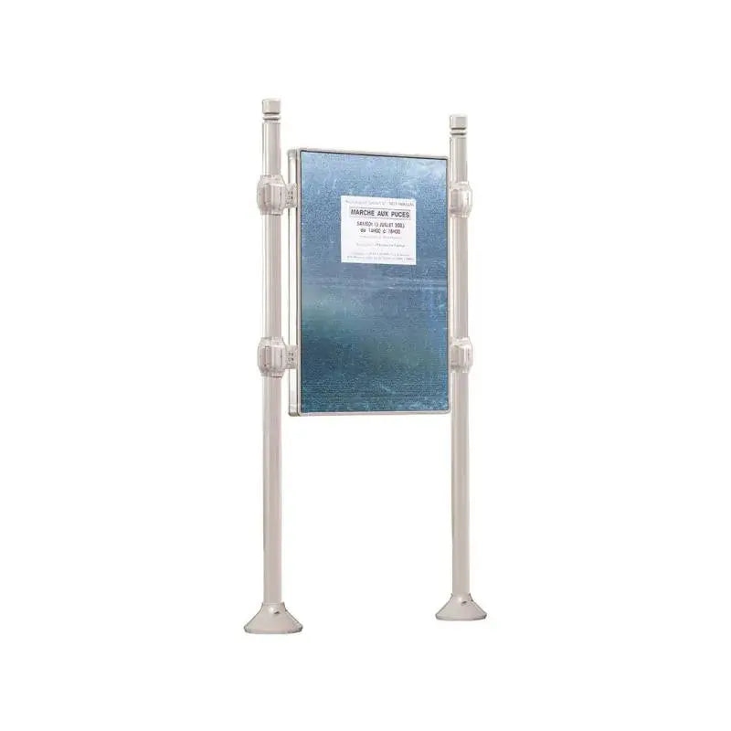Panneau d'affichage vertical en extérieur à fixer sans bandeau titre, avec pommeau city gris clair