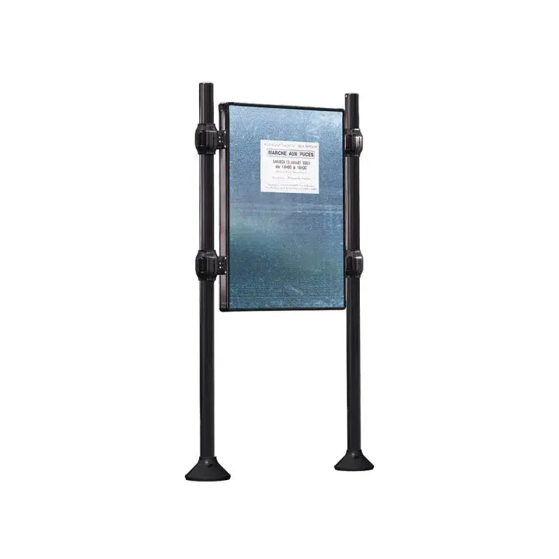 Panneau d'affichage vertical en extérieur à fixer, avec pommeau en inox brossé noir