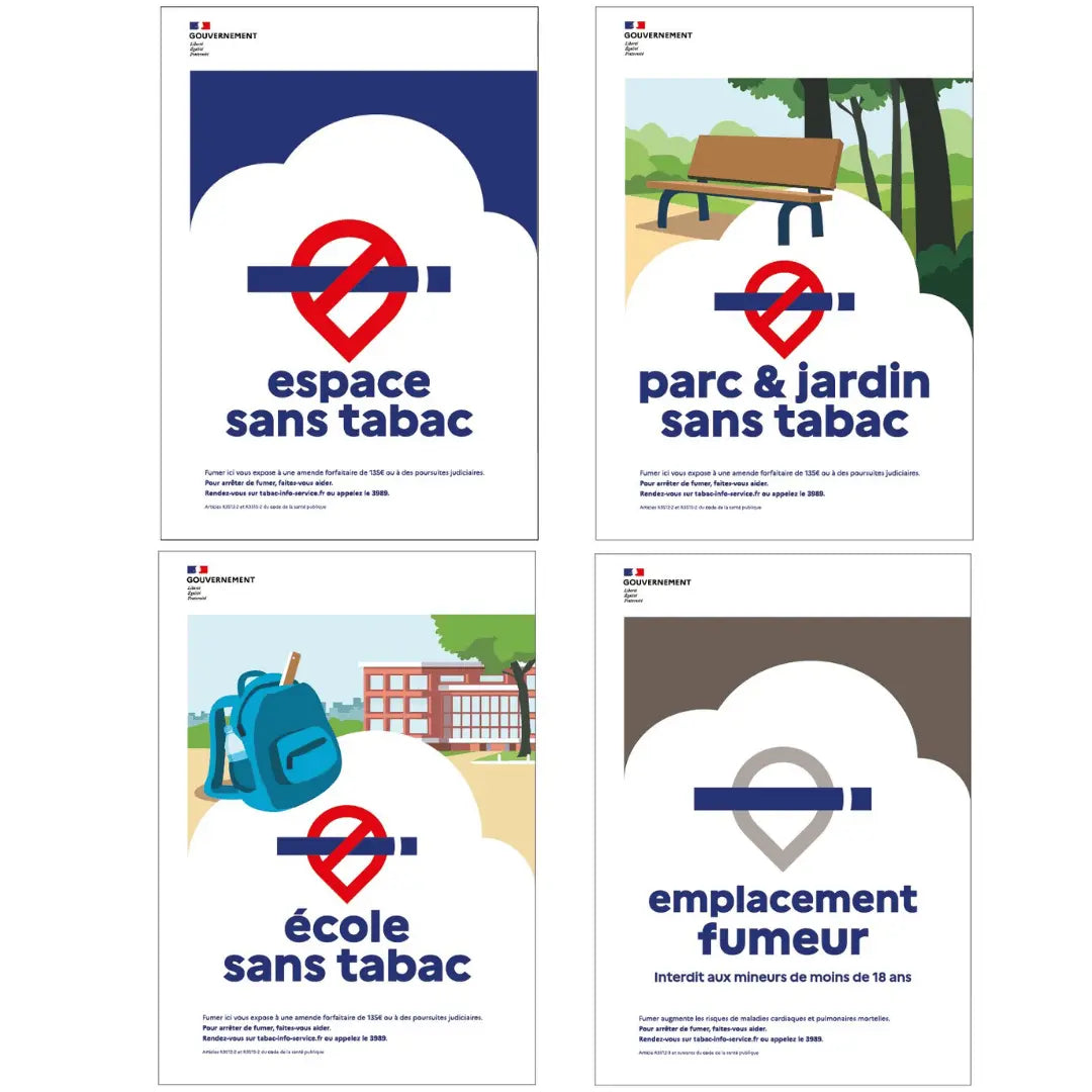 Panneau interdiction de fumer - Espace sans tabac france collectivités