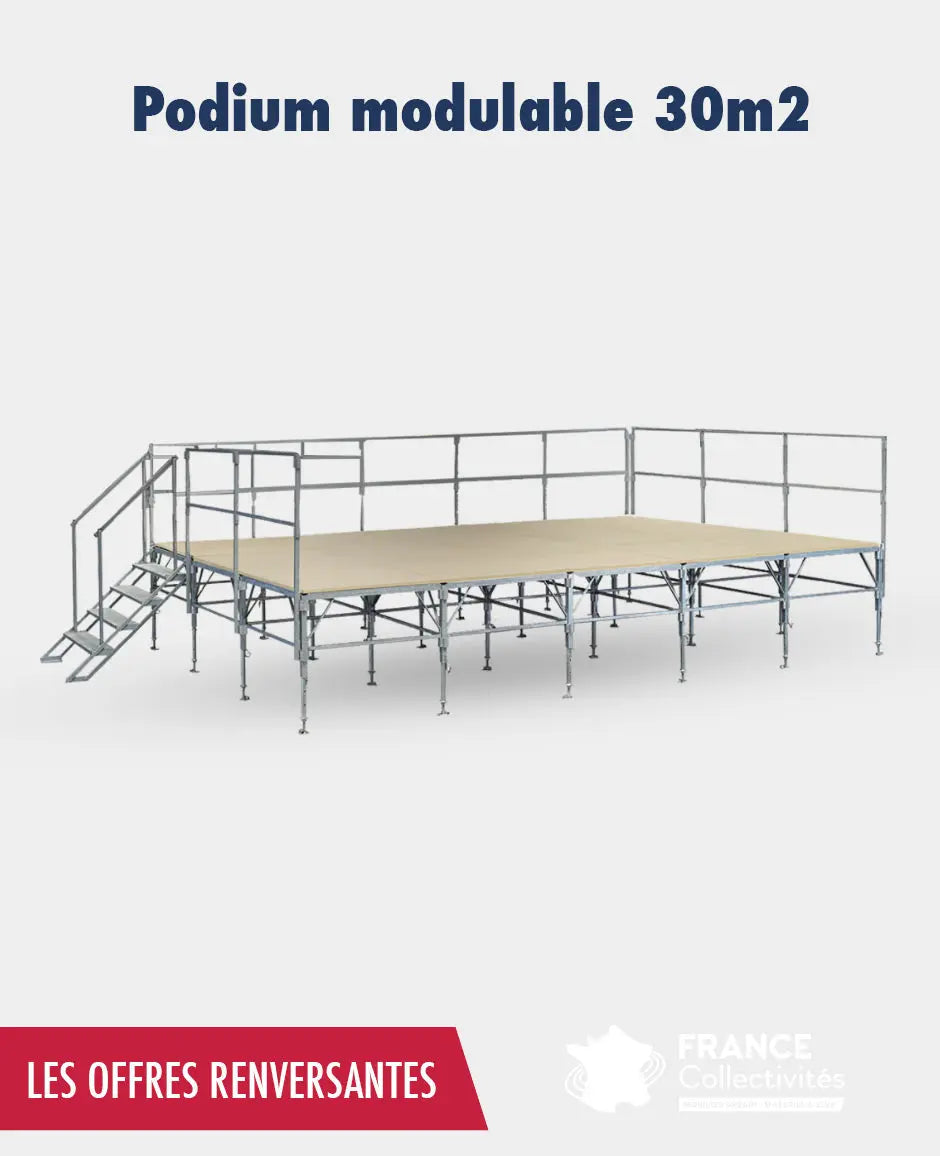Podium modulable et démontable 30 m2 france collectivités
