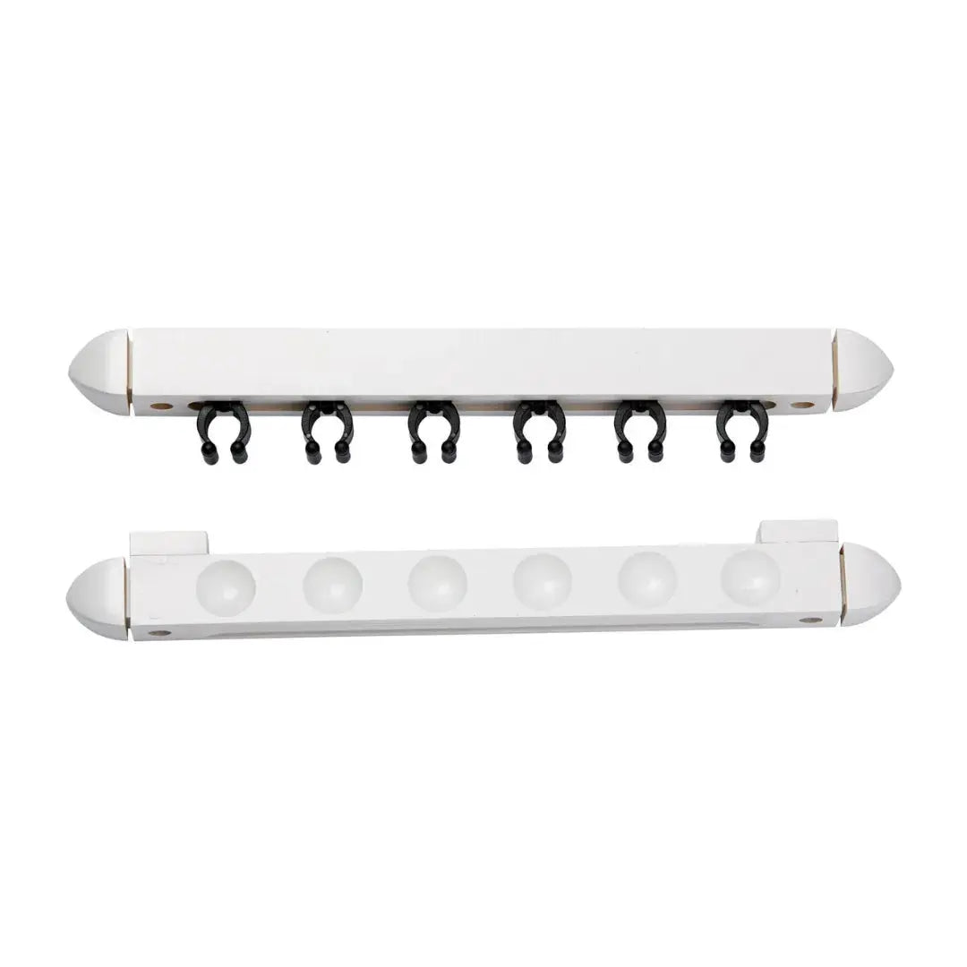 Porte queues mural de billard couleur blanc pour rangement de 6 queues de billard