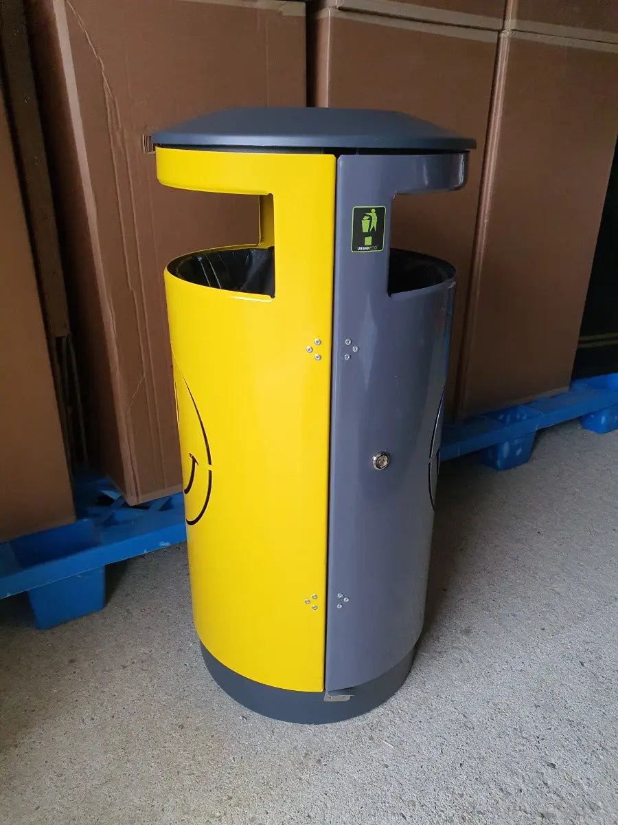 Corbeille acier Smiley Park tri sélectif 2x40L