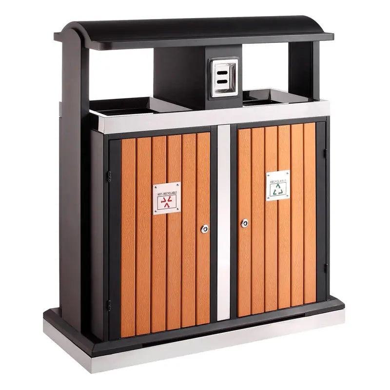 Poubelle d'extérieur tri sélectif 2 x 50L imitation bois