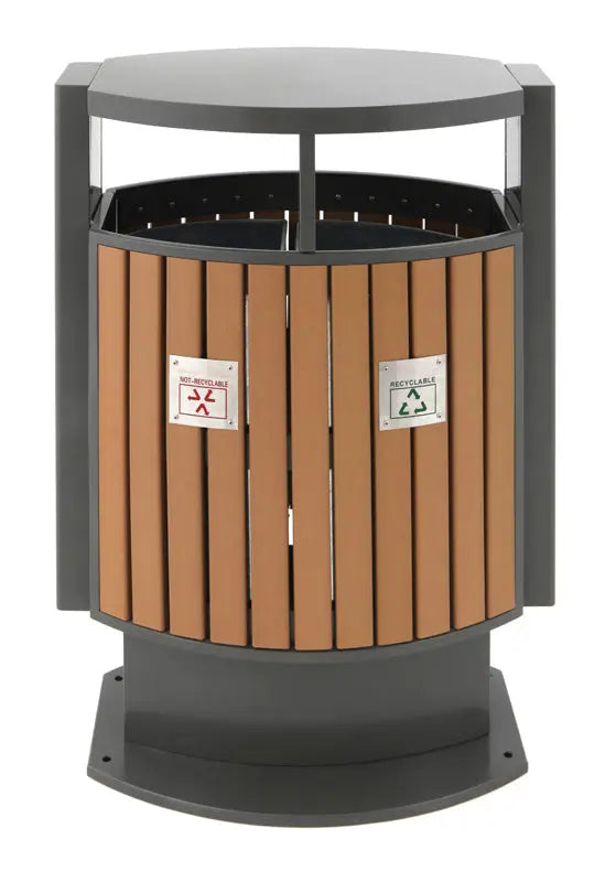 Poubelle d'extérieur tri sélectif imitation bois