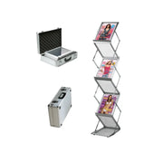 Présentoir zig-zag alu-plexi pliant avec sa valise de rangement france collectivités