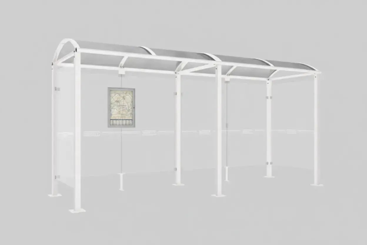 Abribus Noirmoutier avec traverses aluminium 40x60 mm