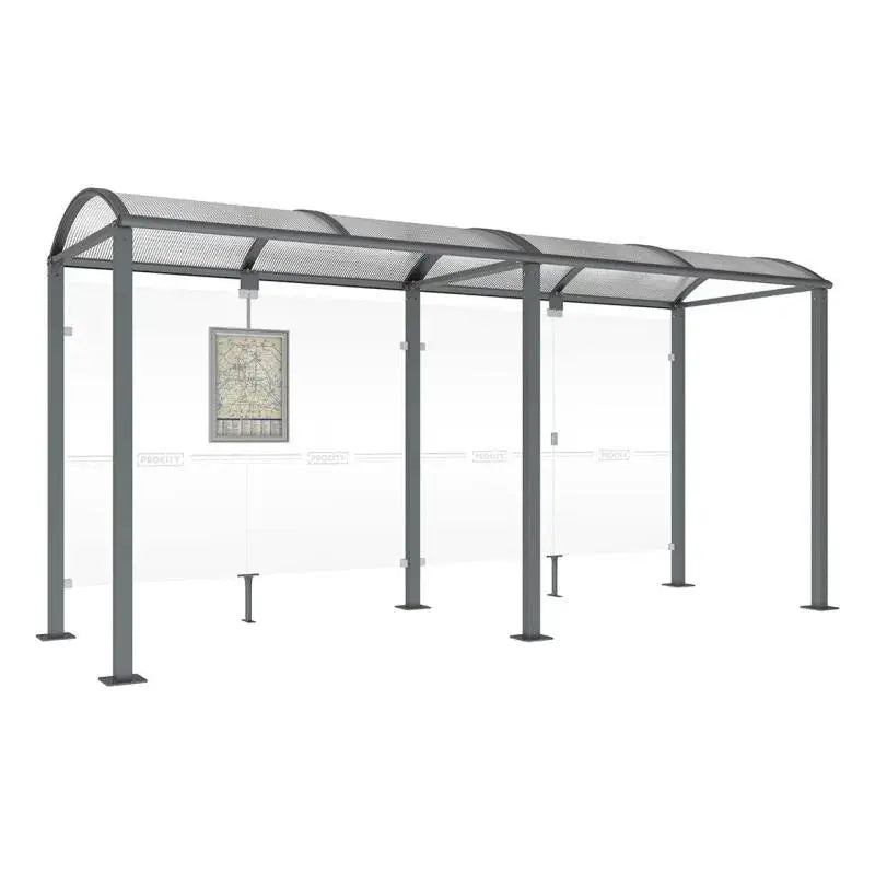 Abribus Noirmoutier 5 m avec voûte en polycarbonate anti-UV