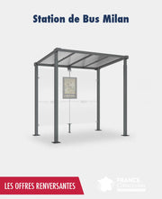 Abribus Milan 2,50 m avec structure acier et toiture polycarbonate anti-UV