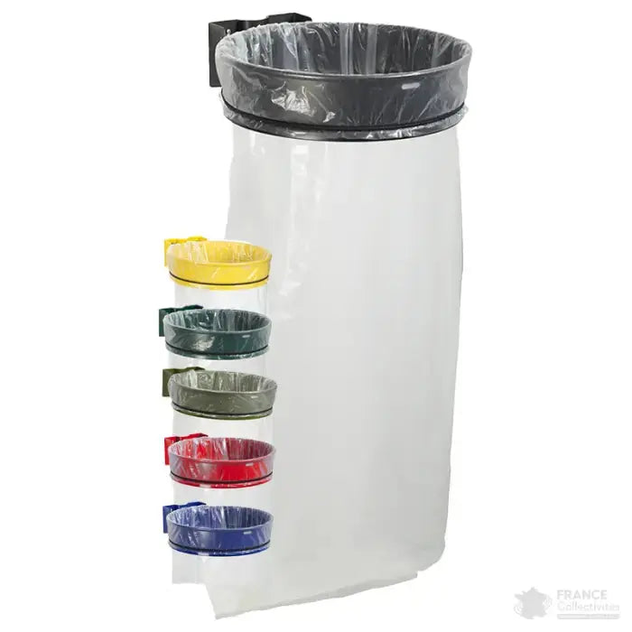 Support sac 2 x 110L Ecollecto et Collecmur sur poteau sur socle france collectivités