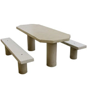 Table de pique-nique ovale en béton armé 8 places pour espaces publics conviviaux