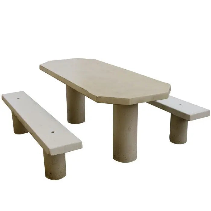 Table de pique-nique ovale en béton armé 8 places pour espaces publics conviviaux