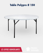 Promo 15 tables ronde 150 cm  pliante polypro 1 chariot france collectivités