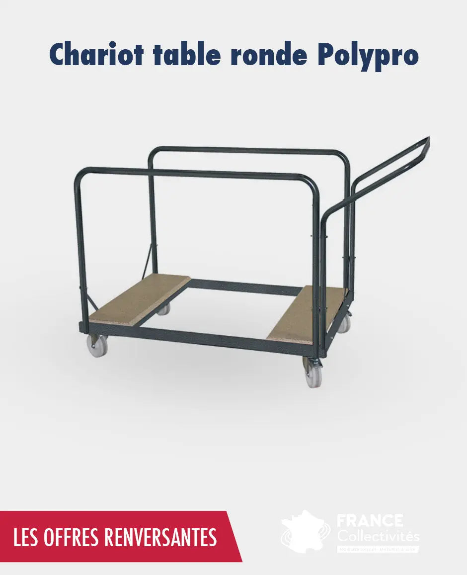 Promo 15 tables ronde 150 cm  pliante polypro 1 chariot france collectivités