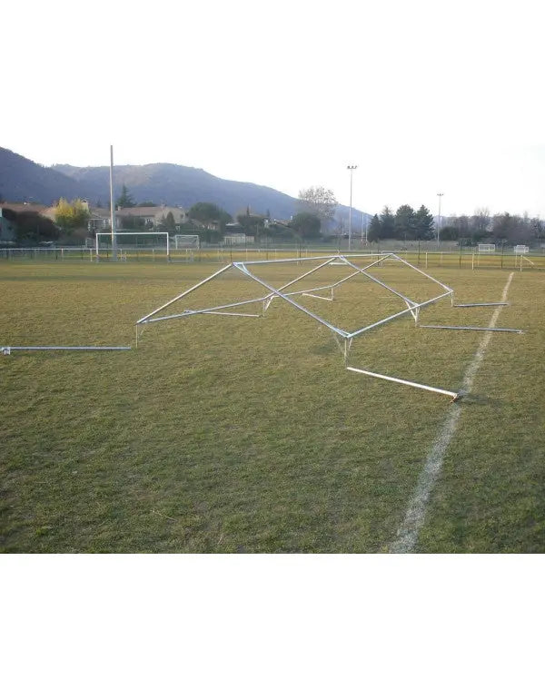 Tente de réception 3x8 m complète avec pignons et toit blanc