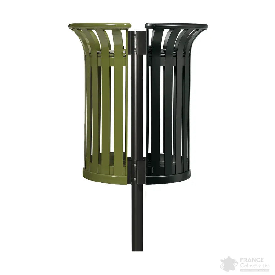Corbeille Tulipe demi ronde 2x35L sur poteau