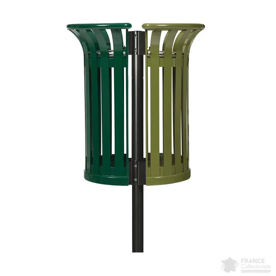 Corbeille Tulipe demi ronde 2x35L sur poteau