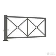 Barrière tournante déco en acier peint sur galva avec structure tubes 50x50 mm et 30x30 mm