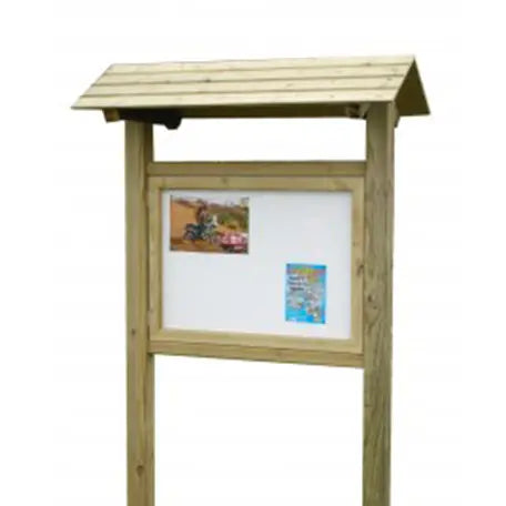Panneau d'affichage bois 0,96 x 0,96 m avec toit et vitrine france collectivités