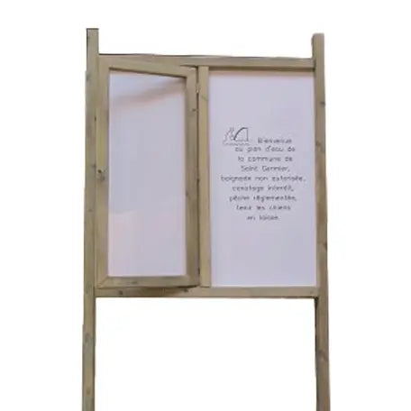 Panneau d'affichage bois 1,30 x 1,30 m demi vitrine france collectivités