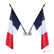 Lot avec support mural 2 places blanc + 2 drapeaux France 40 x 60 cm france collectivités