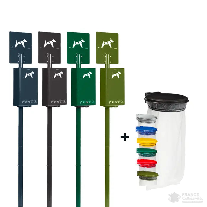 Borne hygiène canine sur poteau Hygeca + support sac collecmur Essentiel 110L Rossignol