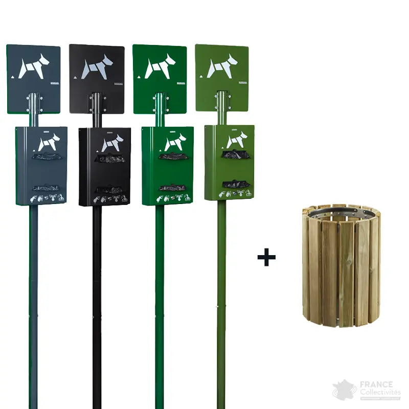 Borne hygiène canine sur poteau Hygeca + corbeille Eden Rossignol