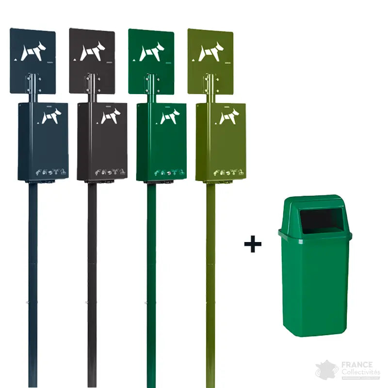 Borne hygiène canine sur poteau Hygeca + corbeille Proximi Rossignol