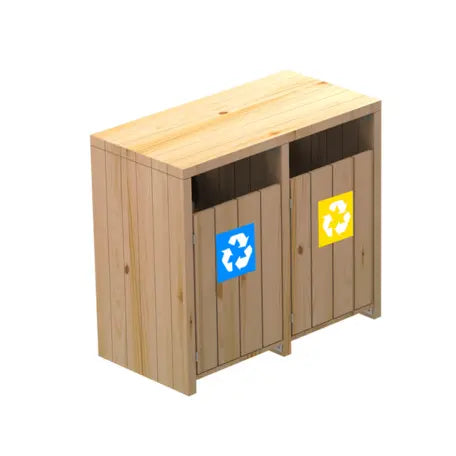 Corbeille de tri sélectif en bois Picco 90L