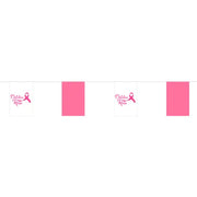 Guirlande en tissu 20 fanions alternés octobre rose / uni rose france collectivités