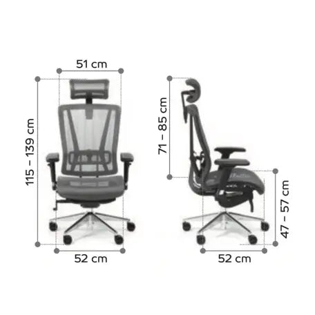 Fauteuil Vaseat confort haut de gamme avec soutien lombaire ajustable et base aluminium poli